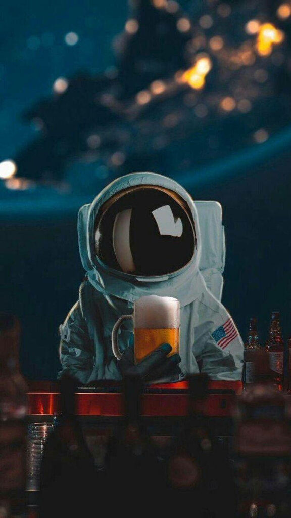 Whimsical Astronaut Wallpaper: Beer in Space - Ideal for Instagram!