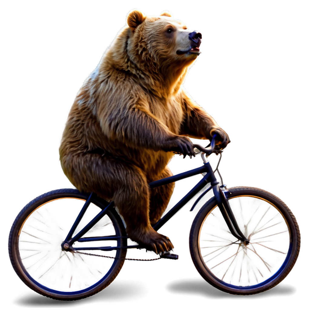 Playful Bear on Bicycle: Whimsical Wallpaper Design