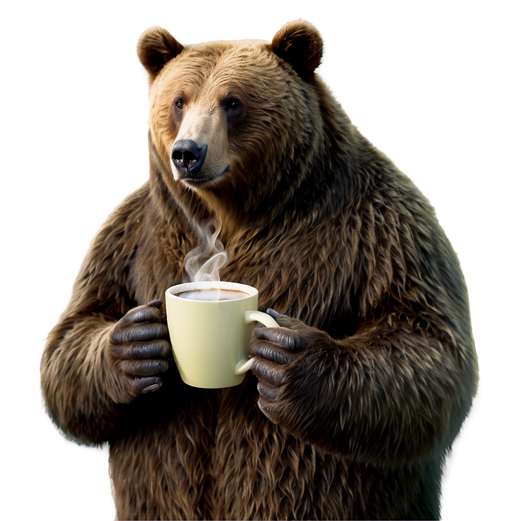 Funny Bear with Coffee Wallpaper: Cozy Whimsical Background Delight