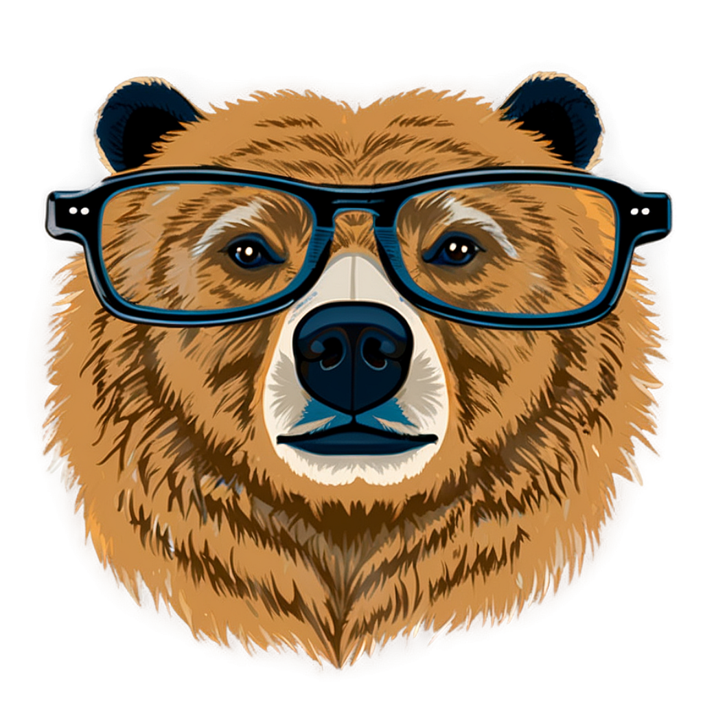 Whimsical Bear in Glasses Wallpaper on Warm Brown Background