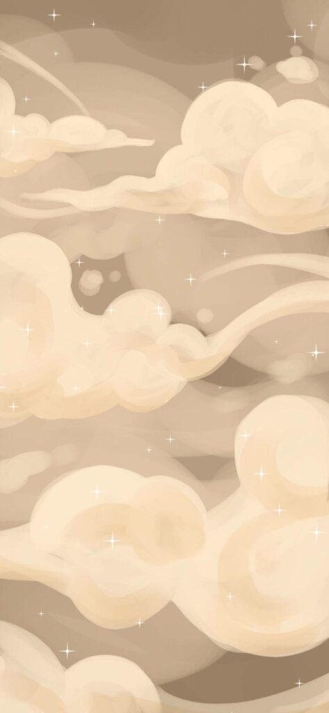 Whimsical Beige Clouds: Dreamy iPhone Background Art Wallpaper