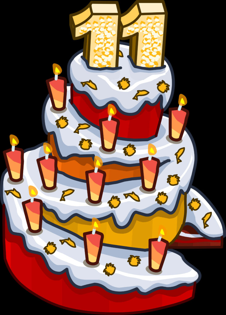 Colorful 11th Birthday Cake Wallpaper for a Whimsical Celebration