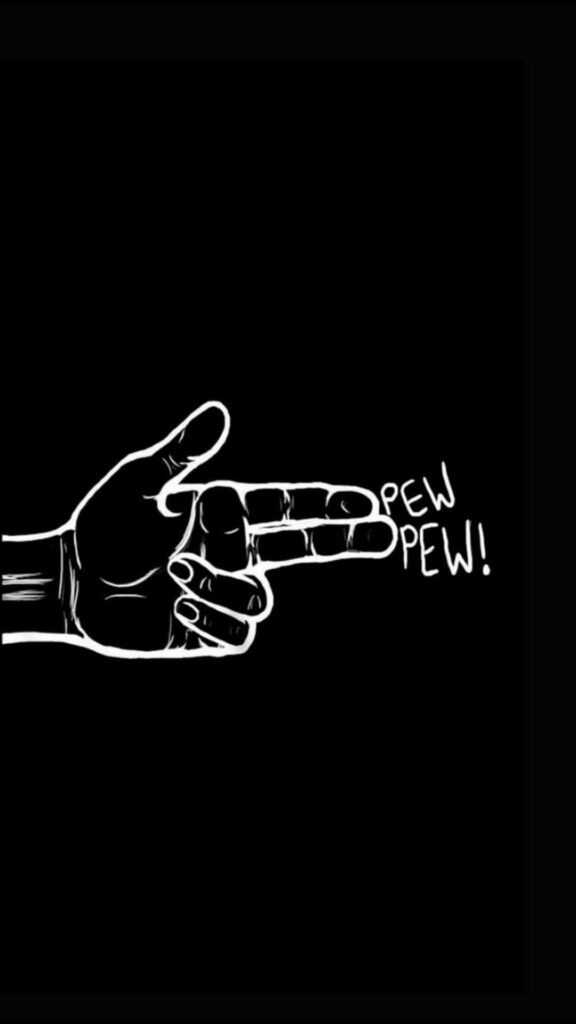 Whimsical Black & White Finger Gun Wallpaper: Pew Pew! Design