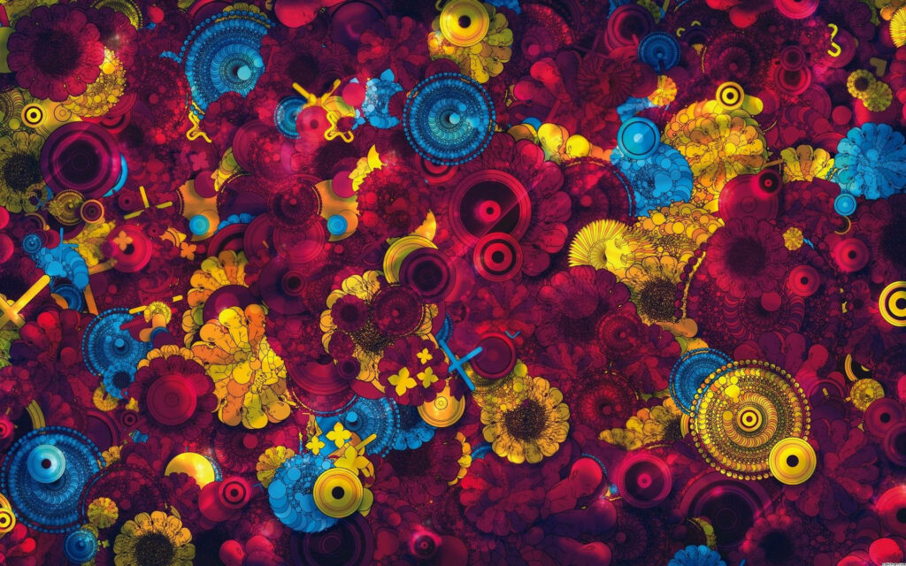 Blossom Burst: A Mesmerizing Abstract Floral Wallpaper with Delicate Clusters of Round-shaped Flowers as Background