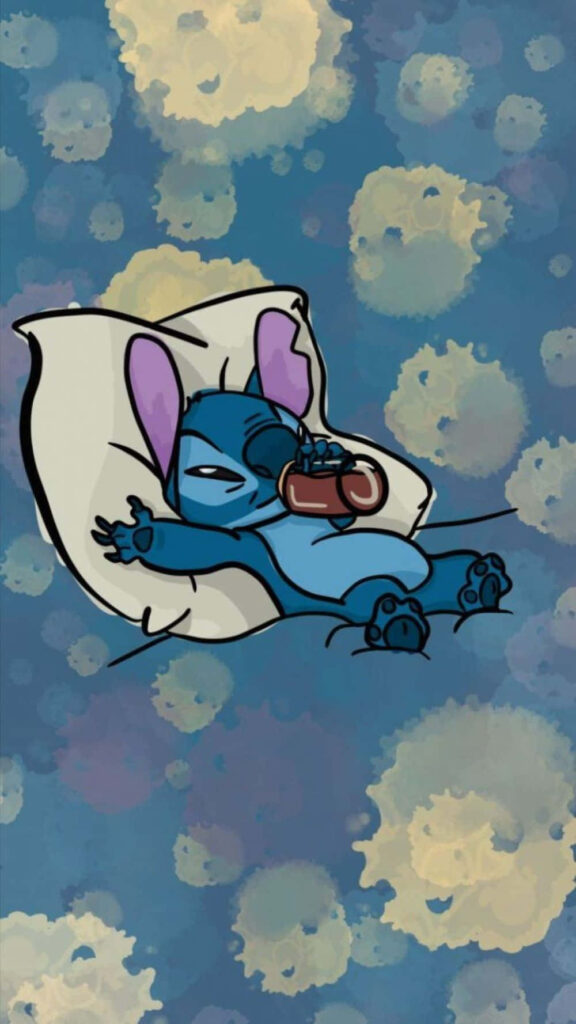 Dreamy Blue Alien Wallpaper: Cute Cartoon Creature Sleeping