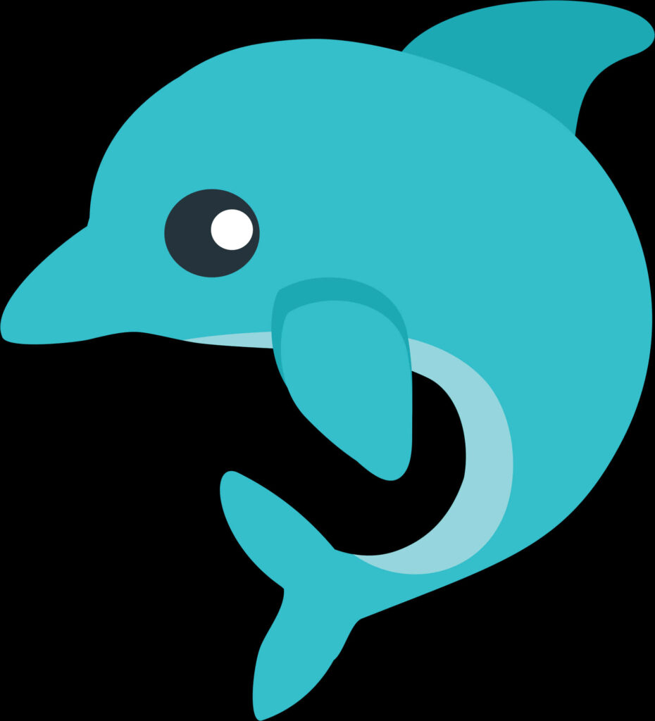 Playful Cartoon Blue Dolphin Wallpaper for Fun Device Background