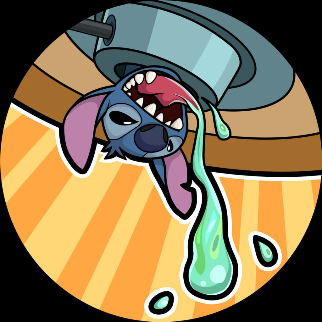 Playful Upside Down Cartoon Character Wallpaper with Colorful Background
