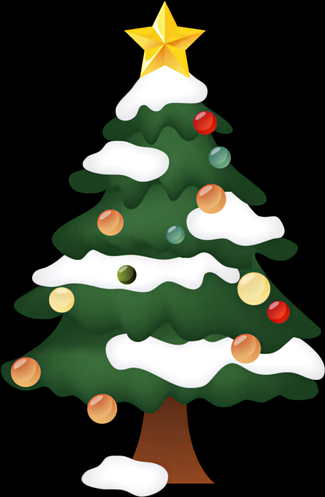 Whimsical Cartoon Christmas Tree Wallpaper with Colorful Ornaments