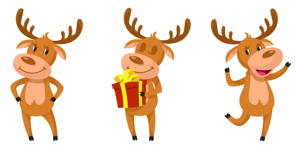Cheerful Cartoon Deer Wallpaper - Whimsical Gift & Festive Decor