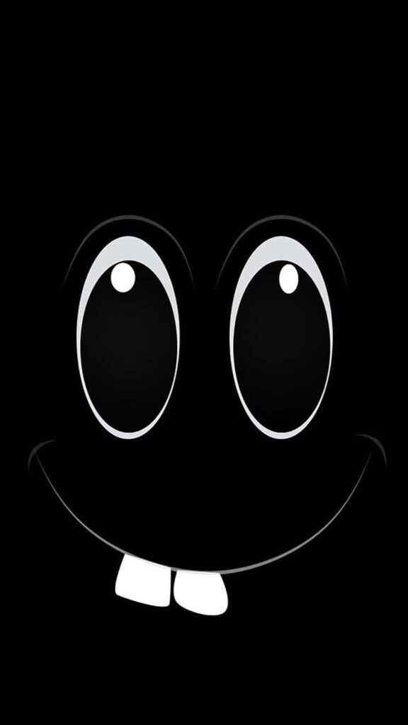 Playful Cartoon Face on Minimalist Black Background Wallpaper