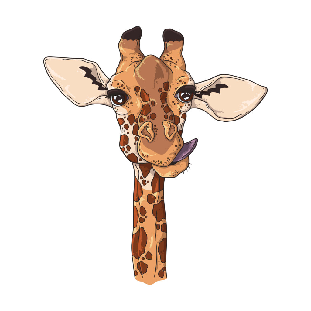 Whimsical Giraffe Art: Playful Cartoon Decor for Animal Lovers Wallpaper