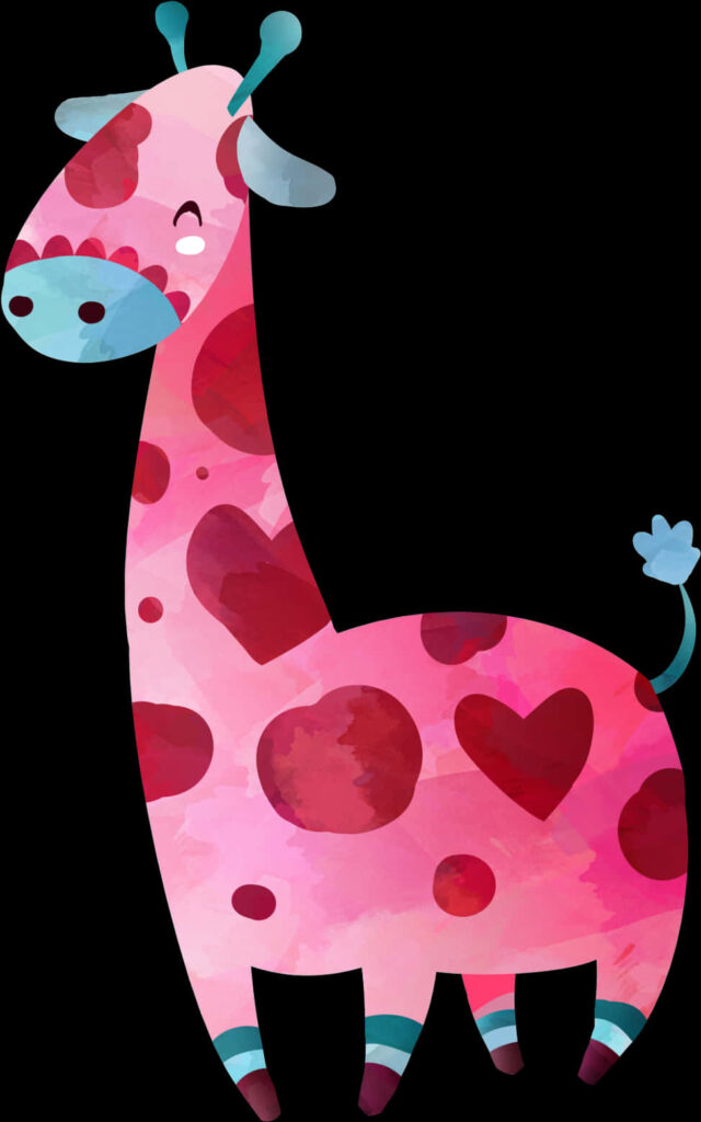 Whimsical Cartoon Giraffe Wallpaper: Colorful, Playful Design
