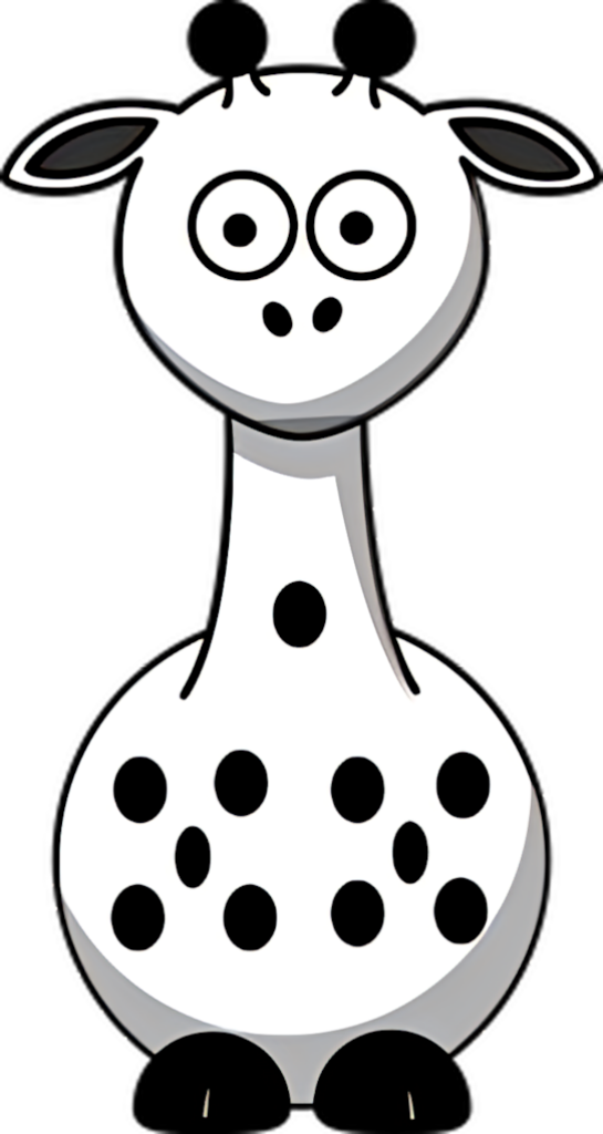 Whimsical Cartoon Giraffe Wallpaper in Black & White - Minimalist Design