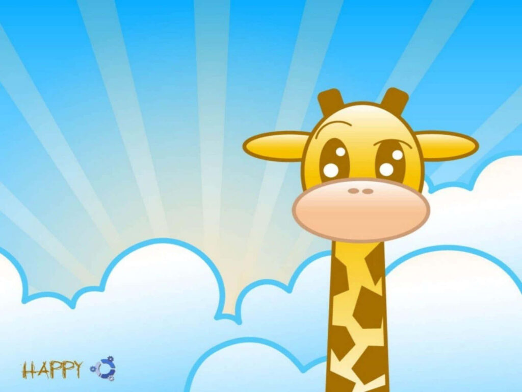 Whimsical Giraffe Wallpaper: Playful Clouds & Sunlight Background