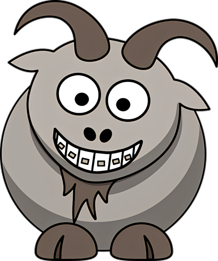 Whimsical Cartoon Goat Wallpaper: Big Smile & Playful Humor