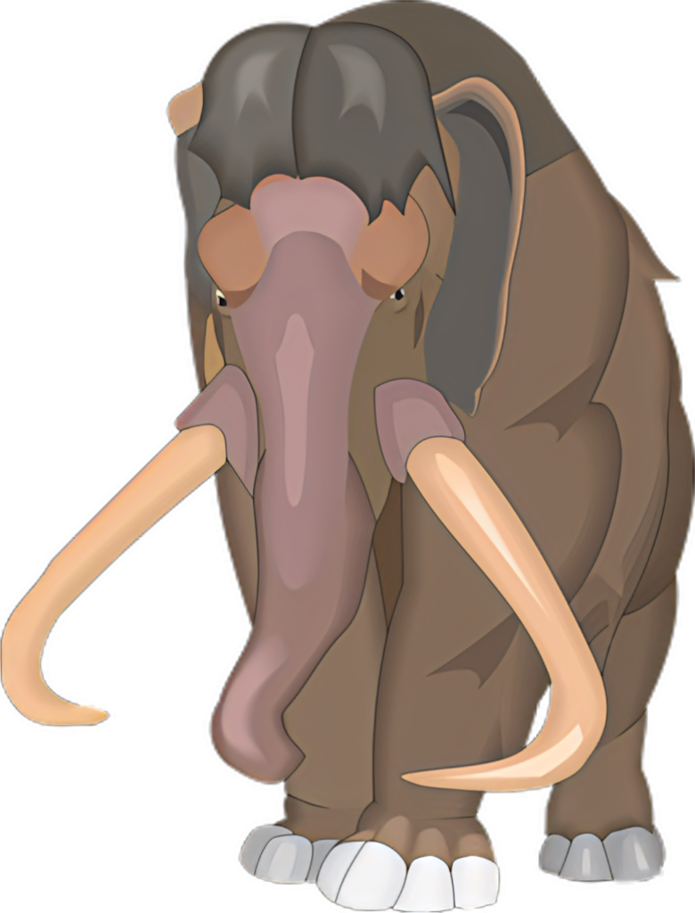 Cartoon Mammoth Wallpaper: Whimsical Front View with Large Tusks