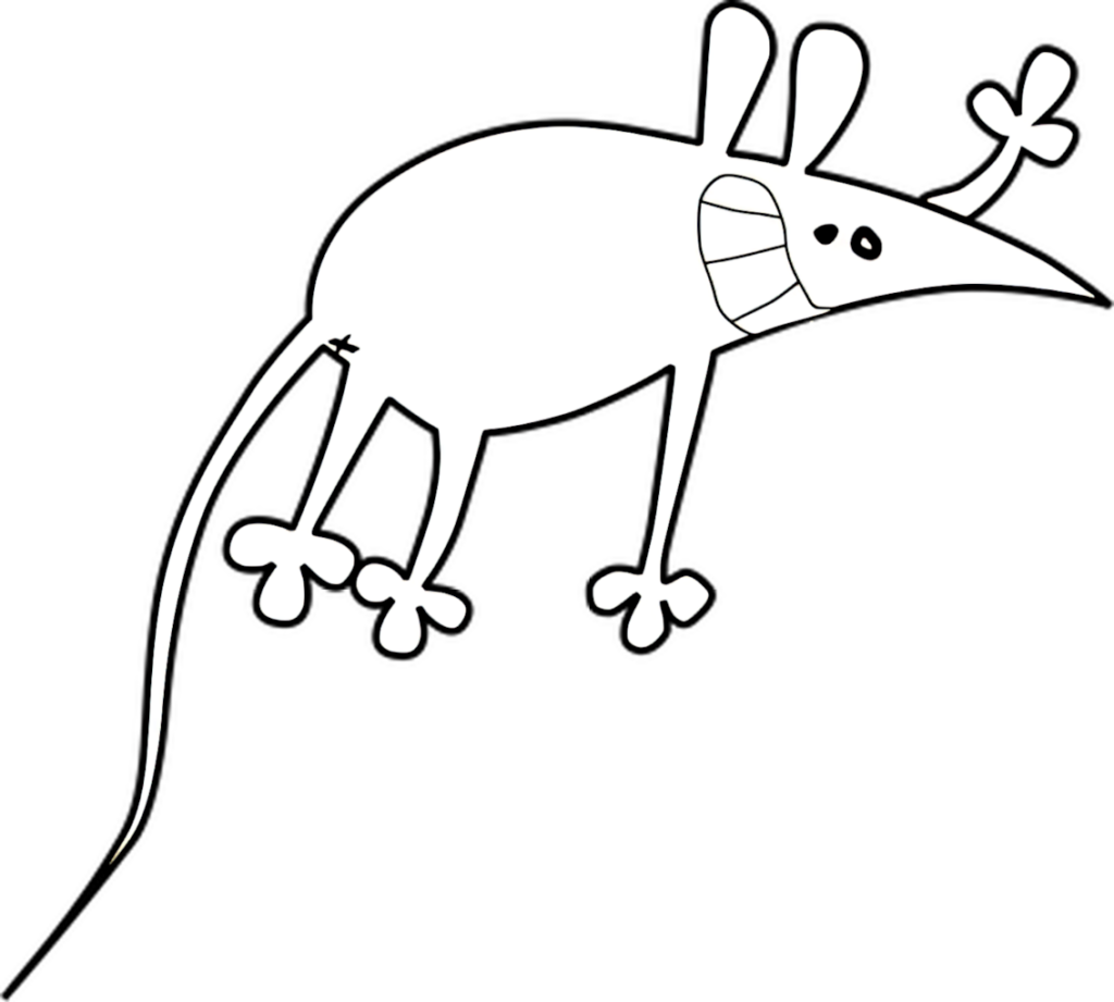 Whimsical Cartoon Rat Silhouette Wallpaper on Black Background