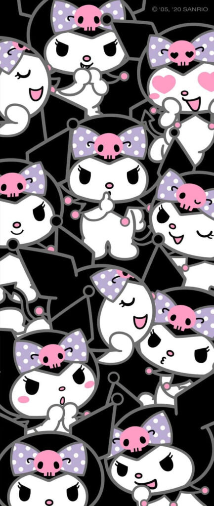 Playful Character Wallpaper: Whimsical Faces on Dark Background