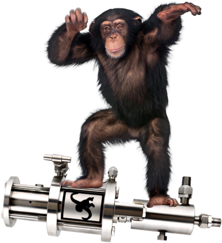 Whimsical Chimpanzee on Shiny Metal Apparatus Background Wallpaper