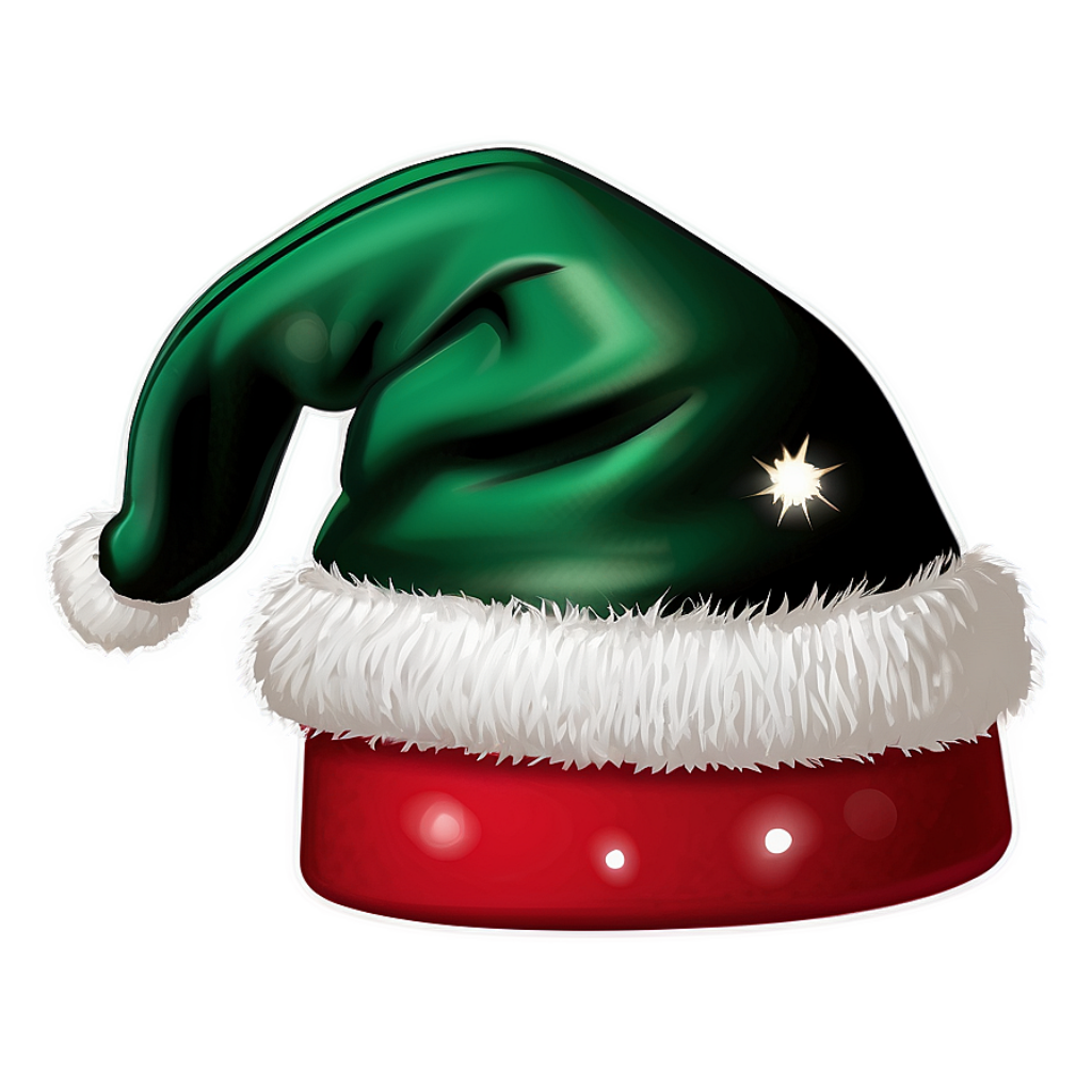 Whimsical Christmas Hat Wallpaper: Festive Green & Red Design