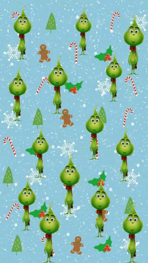 Playful Grinch Christmas Wallpaper for iPhone - Candy Canes & Gingerbread