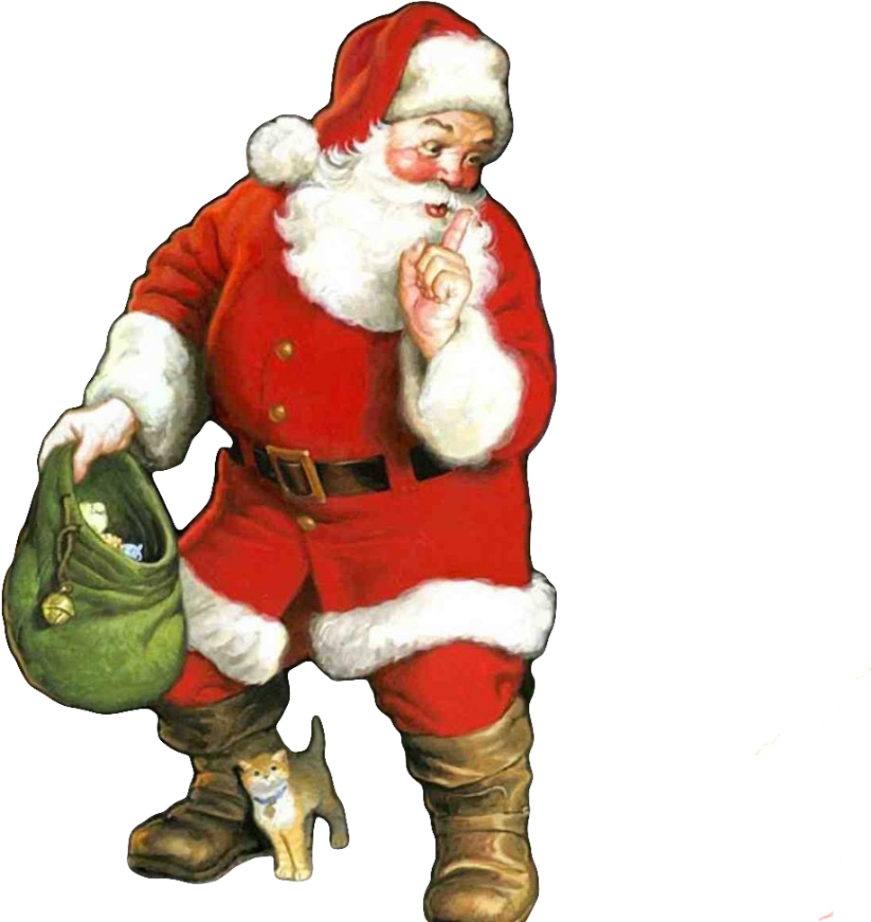 Charming Santa Claus with Cat: Festive Holiday Wallpaper Design