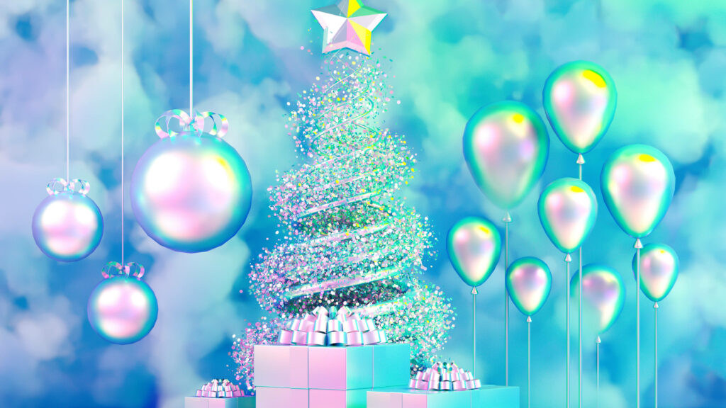 Whimsical Christmas Wallpaper: Shimmering Tree & Dreamy Background