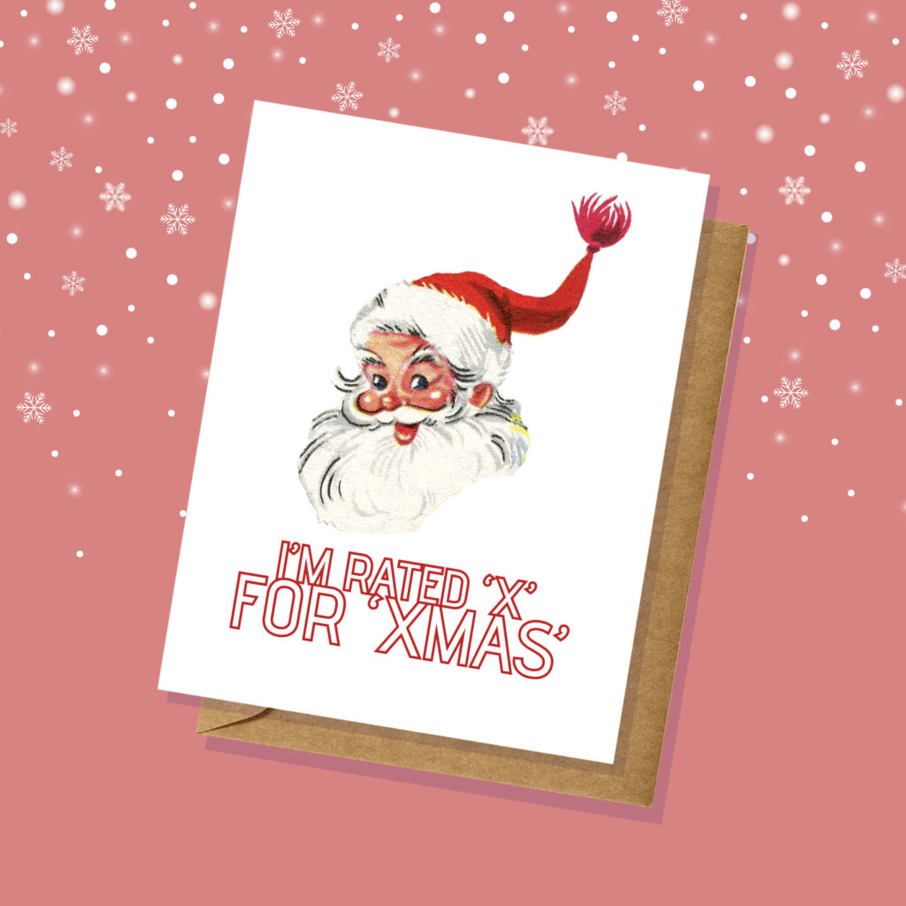 Playful Vintage Santa Christmas Wallpaper with Cheeky 'X' Message