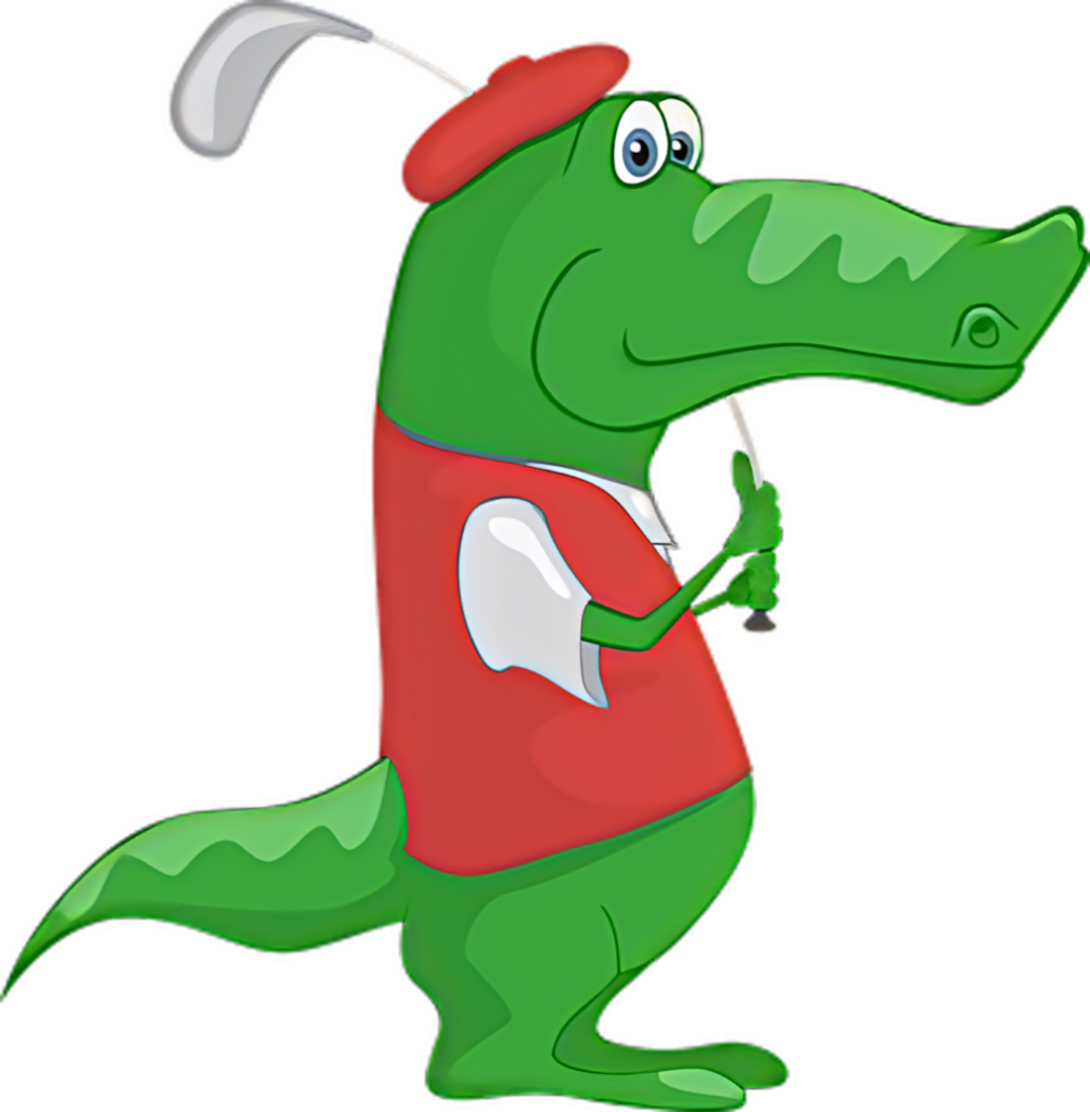 Whimsical Cartoon Crocodile Golf Wallpaper - Fun Golf Course Decor