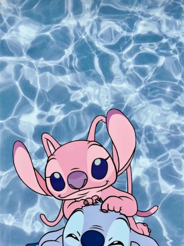 Whimsical Wallpaper: Cute Animated Characters on Serene Water Background