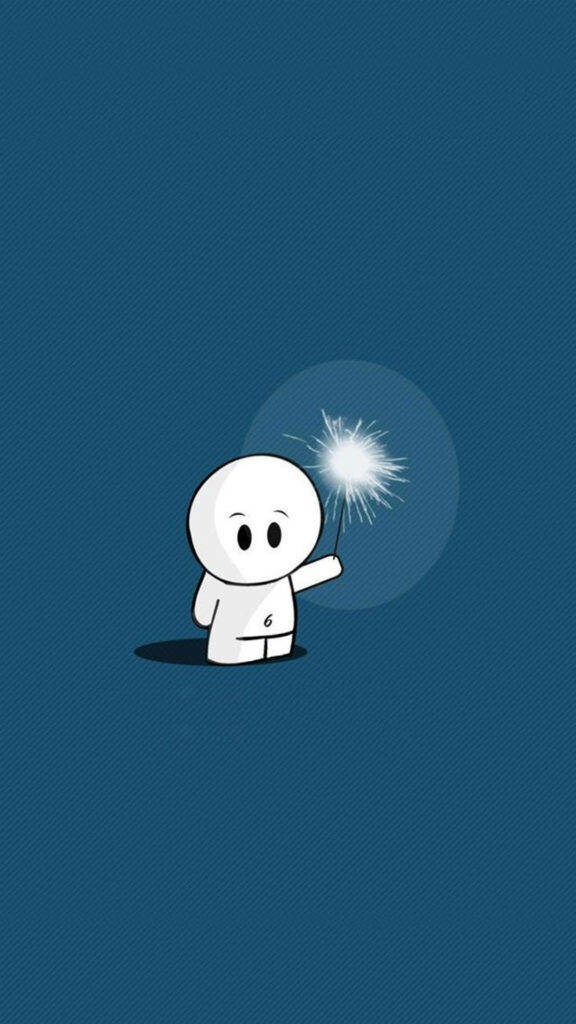 Sparkling Miniature Delights: Adorable HD Graphics with a Tiny Figure and Fireworks on Prussian Blue Backdrop Wallpaper