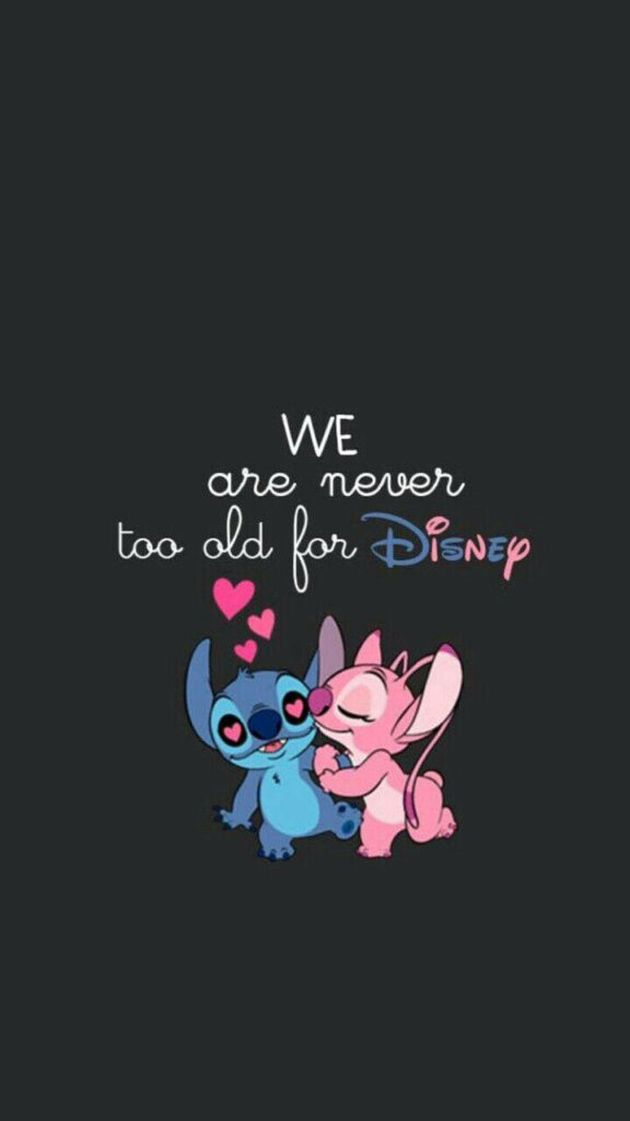 Playful Cartoon Wallpaper: Disney Love with Blue & Pink Characters