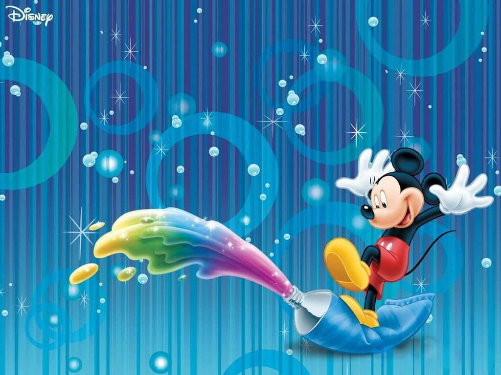 Enchanting Mickey Mouse Wallpaper: Playful Slidings & Colorful Splash