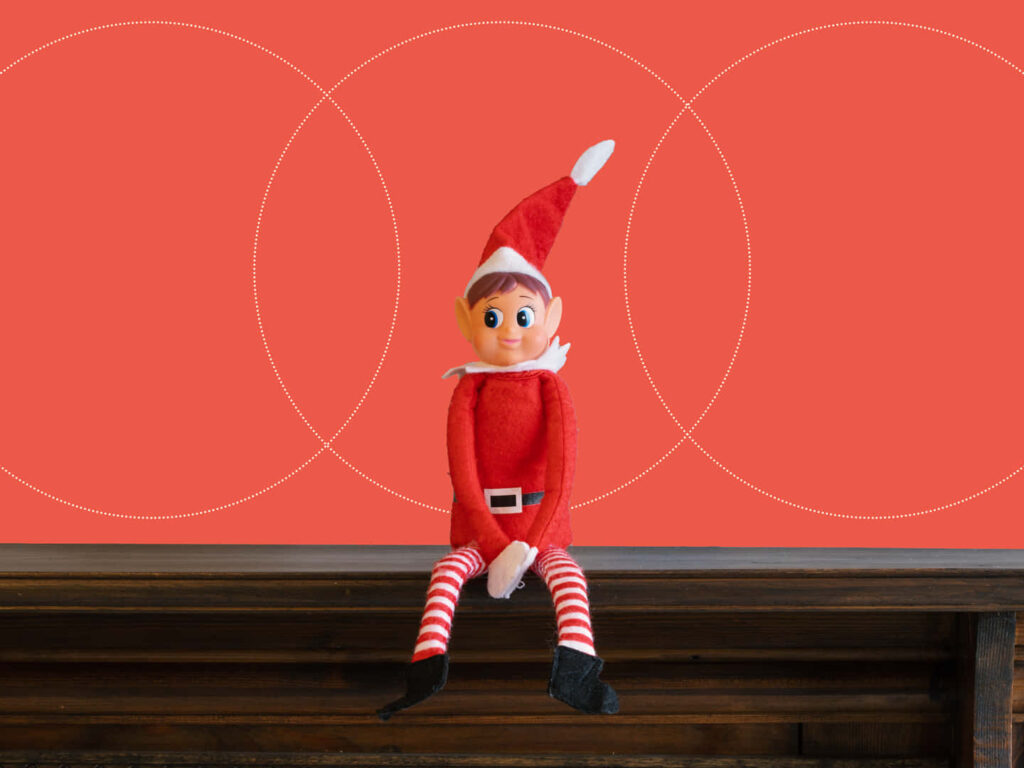Whimsical Elf on the Shelf Wallpaper: Festive Orange Background