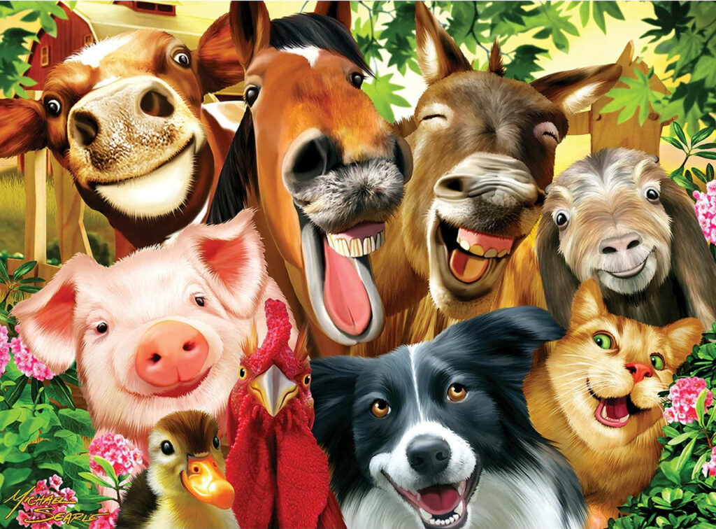 Whimsical Farm Animals Wallpaper - Fun & Joyful Decor