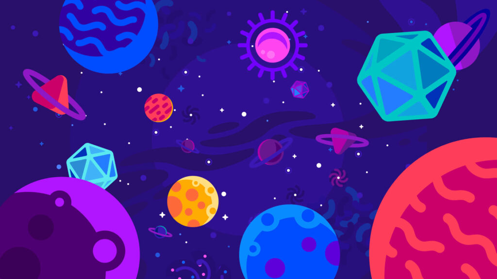 Whimsical Cartoon Galaxy Wallpaper: Colorful Planets & Stars