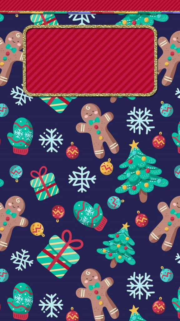 Whimsical Christmas Wallpaper: Gingerbread Men & Festive Decor