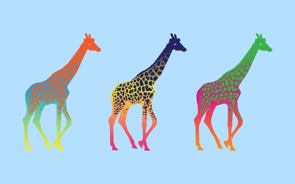 Whimsical Colorful Giraffes Wallpaper – Perfect for Animal Lovers