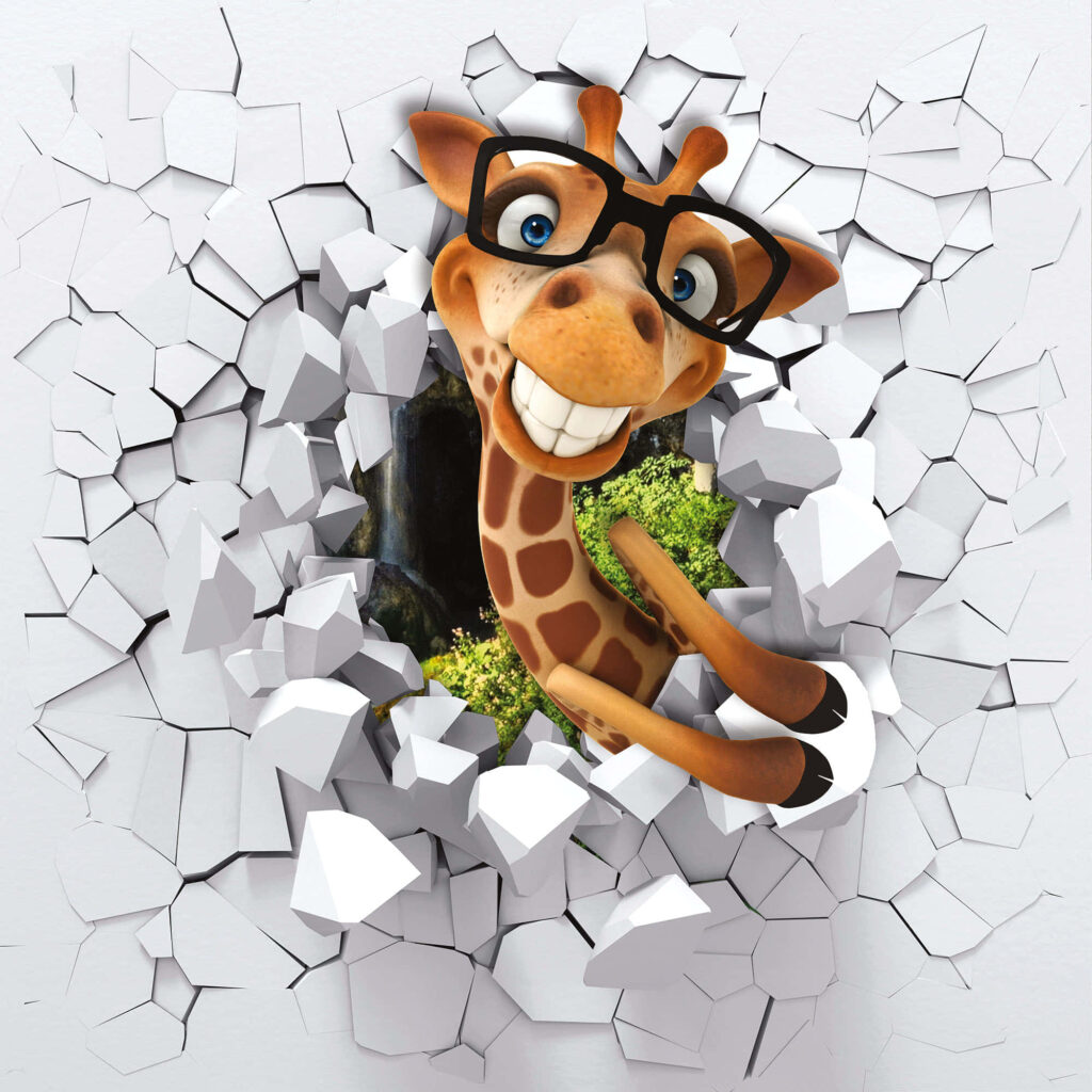 Whimsical Giraffe Wallpaper: Playful Cartoon Background for Fun Spaces