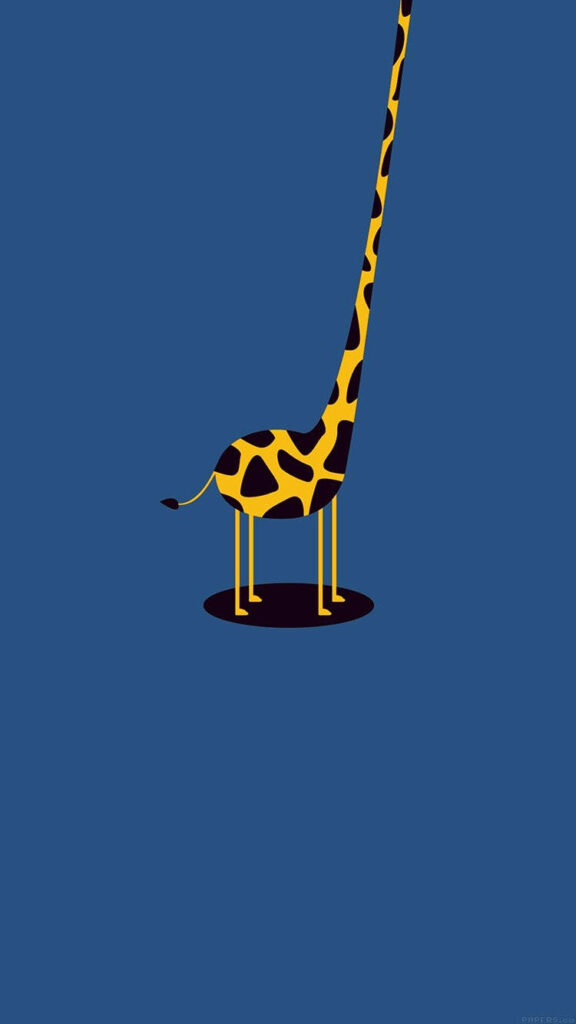 Whimsical Giraffe Wallpaper: Minimalist Blue Background for Your Phone