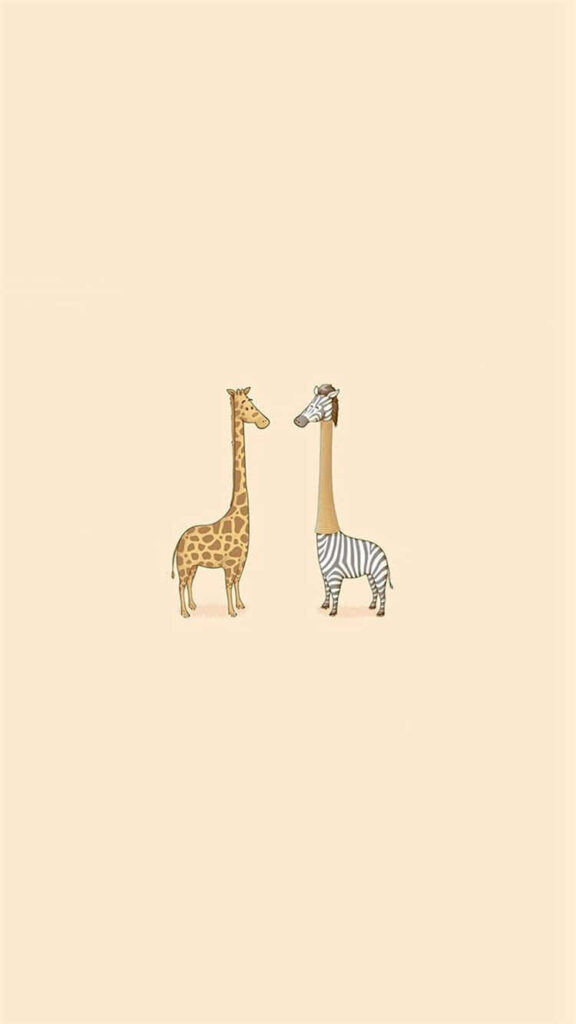 Playful Giraffe & Zebra Wallpaper: Whimsical Animal Design
