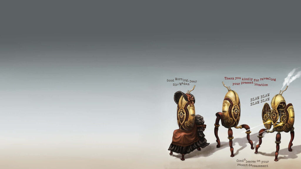 Whimsical Wallpaper: Antic Golden Alarm Clocks in Quirky Dialogue