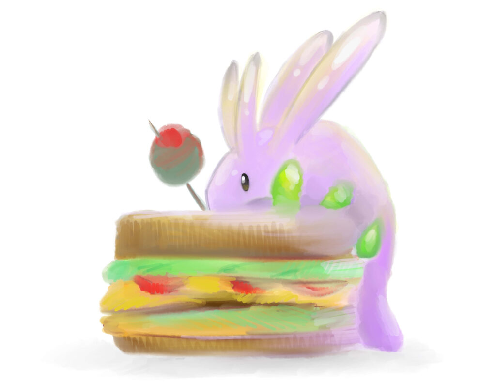 Goomy’s Whimsical Sandwich Delight: Adorable Pokémon Illustration Wallpaper