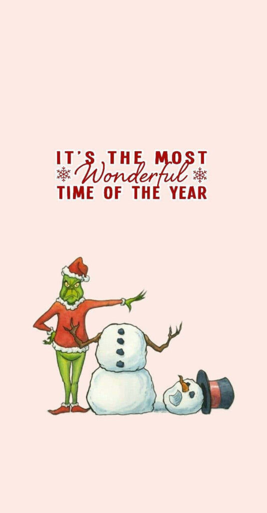 Playful Grinch Snowman iPhone Wallpaper: Festive Humor for Holidays
