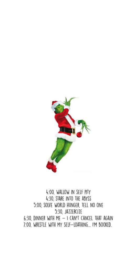Whimsical Grinch Wallpaper: Santa Outfit & Ironic Holiday Schedule