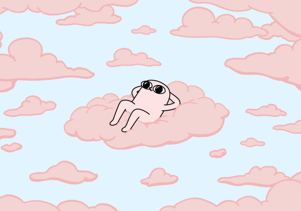 Whimsical Pink Cloud Wallpaper: Playful Aesthetic Background