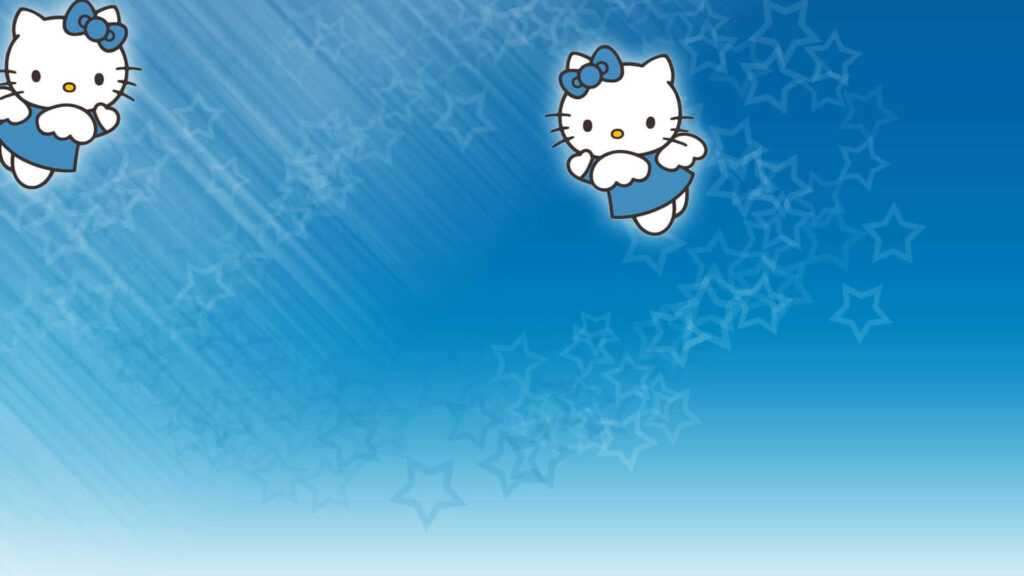Hello Kitty Angel Wallpaper: Whimsical Sky Design with Stars