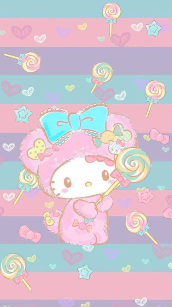 Whimsical Hello Kitty Candy Wonderland Wallpaper in Pastel Colors