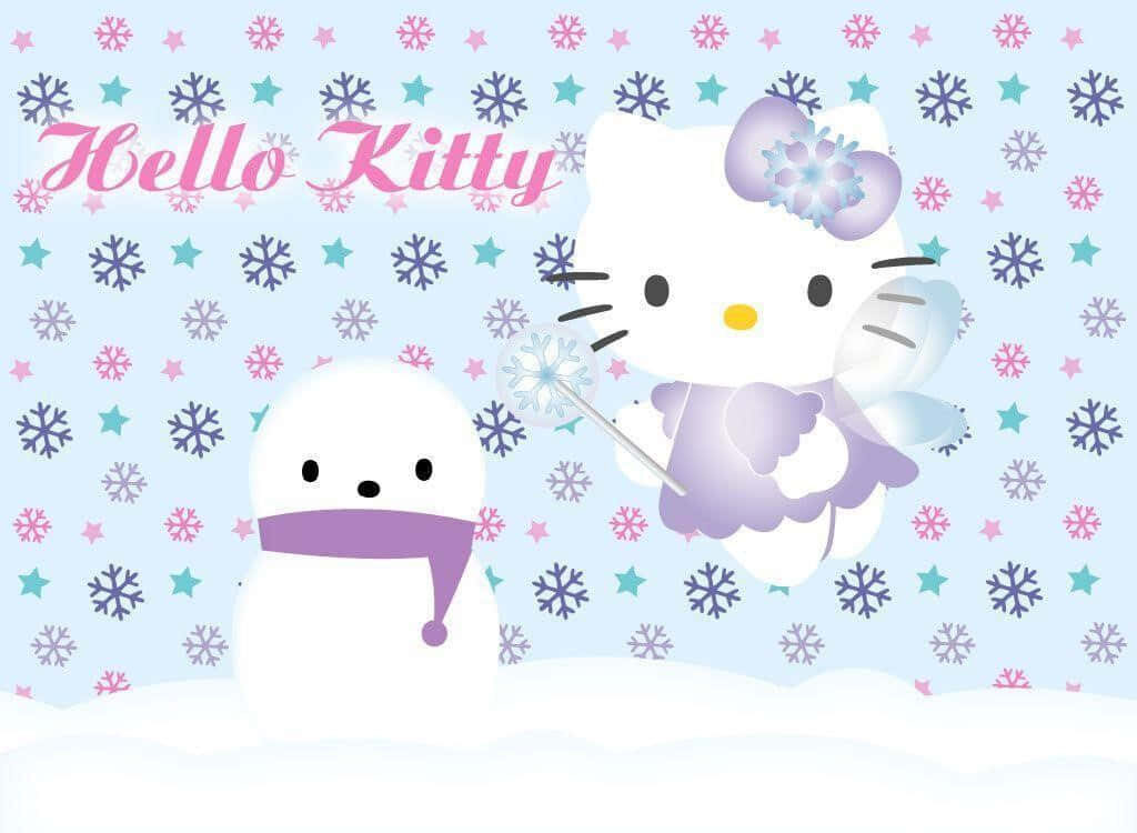 Hello Kitty Fairy Christmas Wallpaper: Snowman & Winter Magic