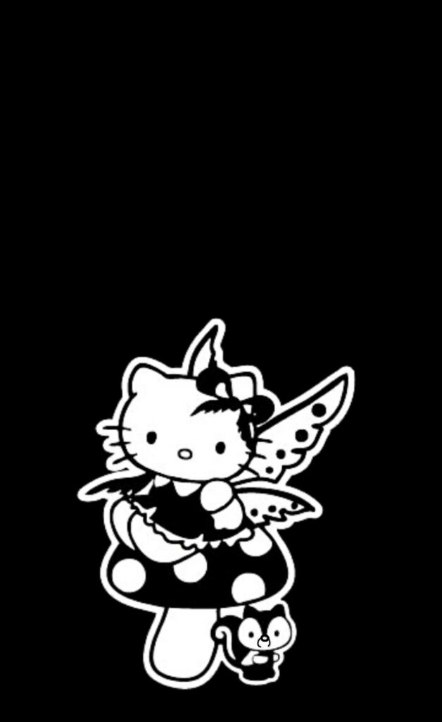 Hello Kitty Fairy Wallpaper - Whimsical Design on Black Background